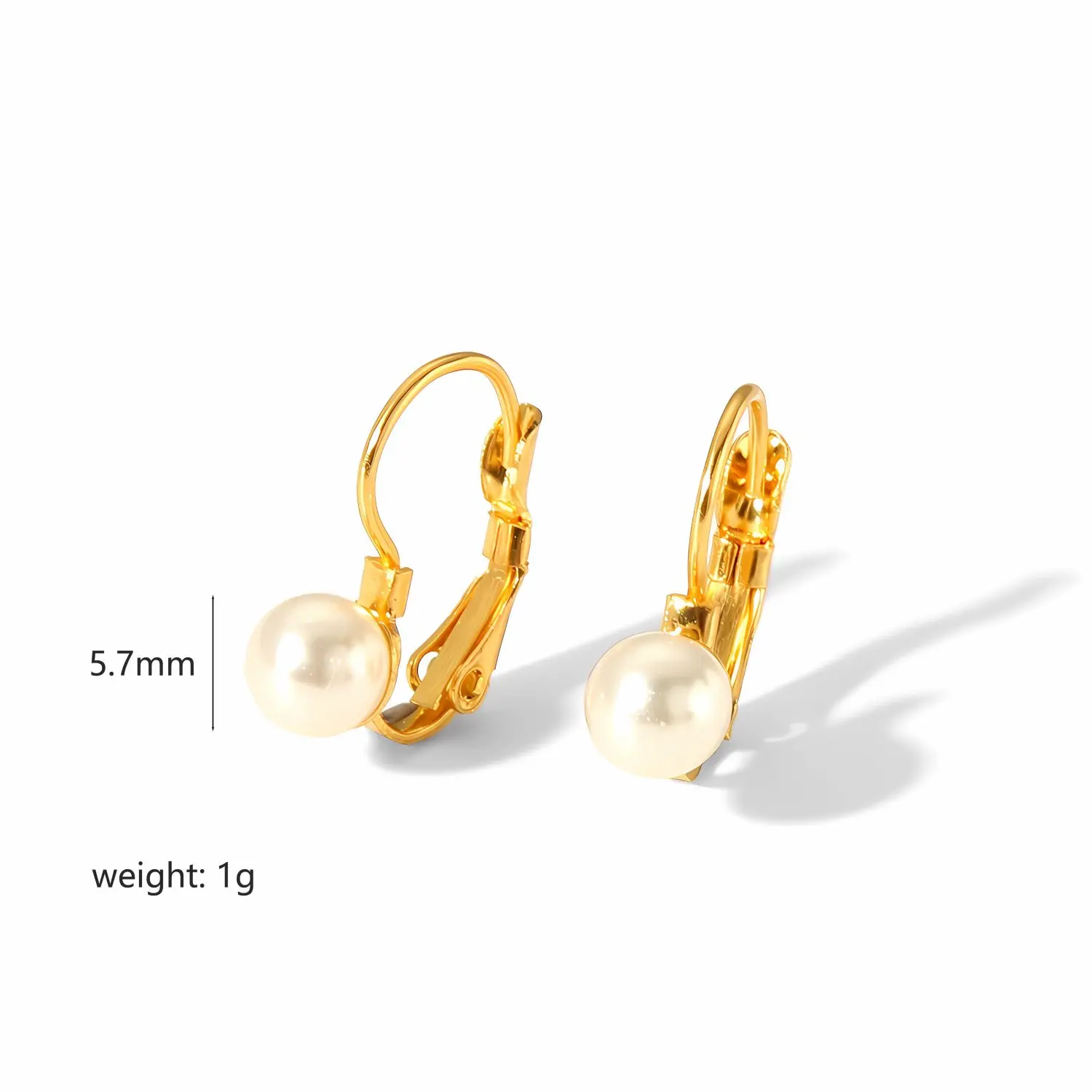 1 Pair Simple Classic Style Geometric Stainless Steel 18K Gold Plated Inlay Artificial Pearls Women's Hoop Earrings h5 Picture2